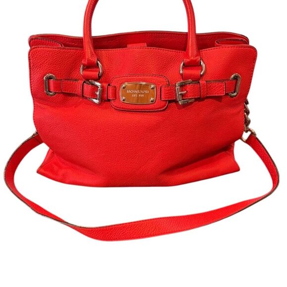 Michael Kors Large Hamilton Satchel Mandarin Orange Gold Hardware Bag - Picture 1 of 10